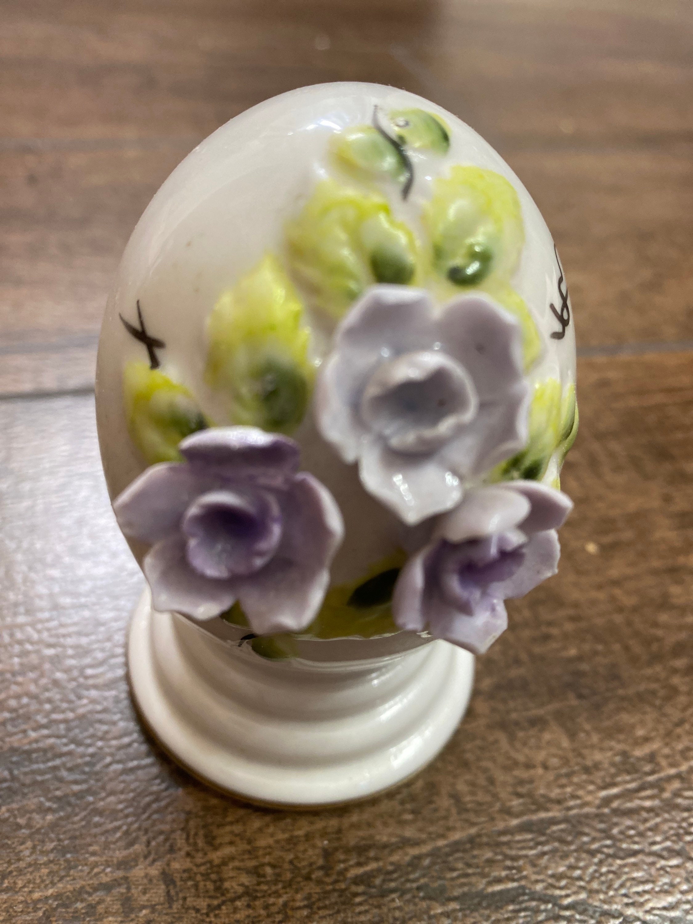 Vintage Porcelain Egg Figurine Cute Flowers Egg Etsy UK