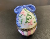 Vintage porcelain trinket jewelry box, Cute jewelry box, egg shape present box