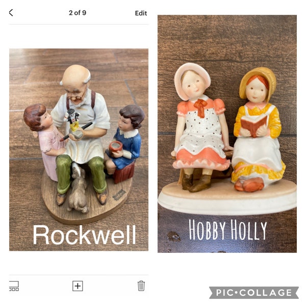 Vintage figurine, 1.-“The Toymaker” inspired by the art of Norman Rockell, 2.-“Holly hobbie” from precious moments Porcelain Figurine