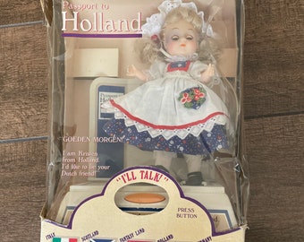 Vintage 1993 Passport To Holland Talking Doll 7” New Bright Industrial Co