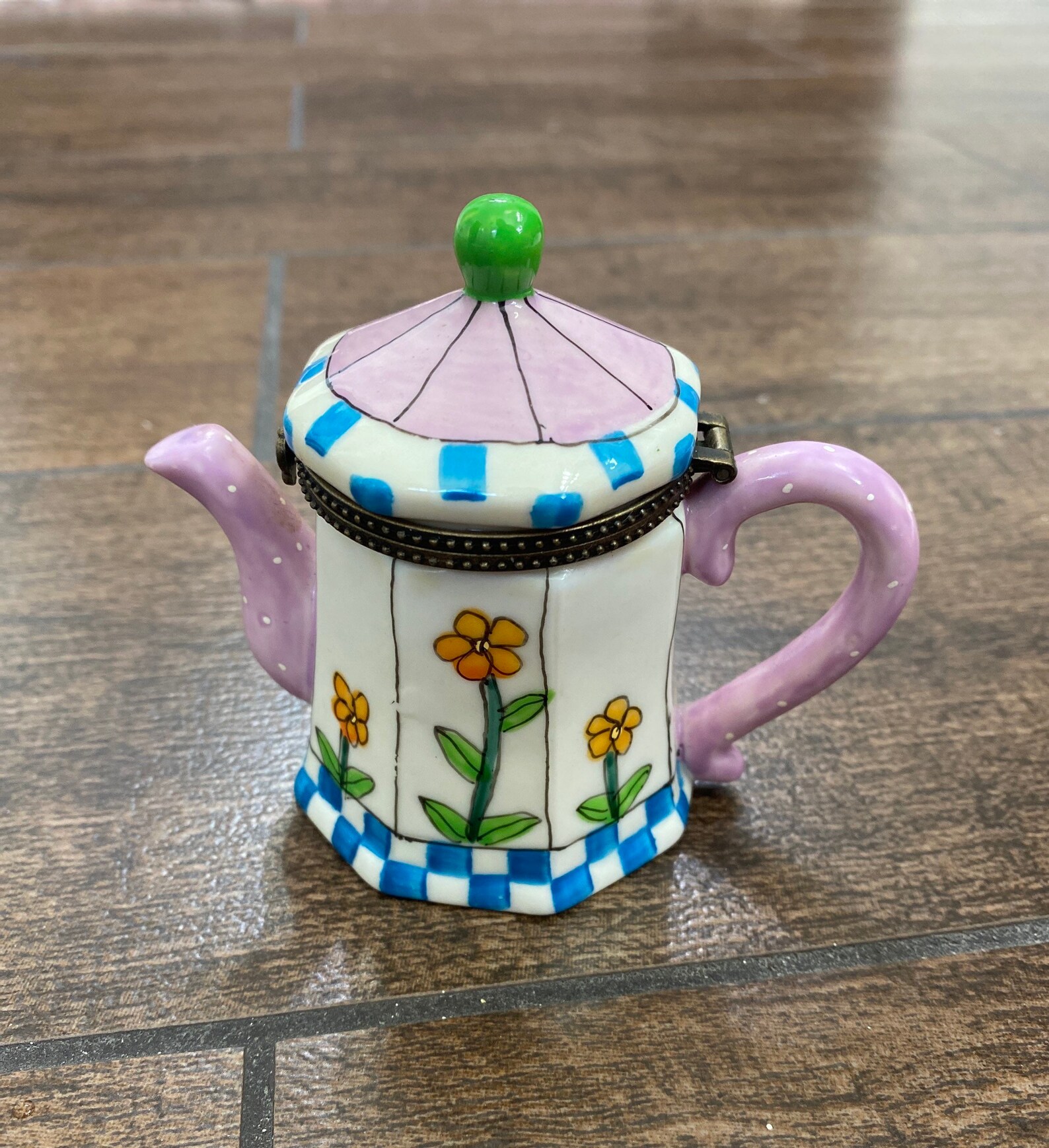 Vintage Miniature Tea Pot Trinket Box Happy Little Teapot Etsy