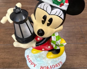 Disney Minnie Mouse Statue with Light Up Lantern Vintage Christmas decoration