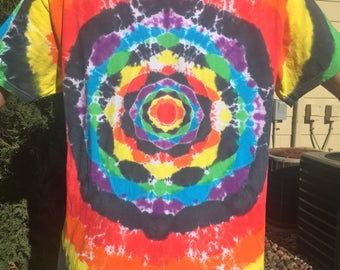 Rainbow/Black Mandala Tie Dyed Shirt