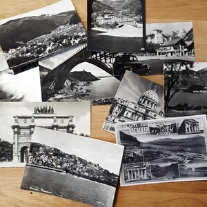 Set of vintage black and white postcards European, used and written with writing