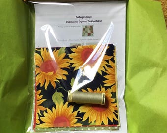 Patchwork Square Sewing Kit with Sunflower Fabric  .16”x 16” app