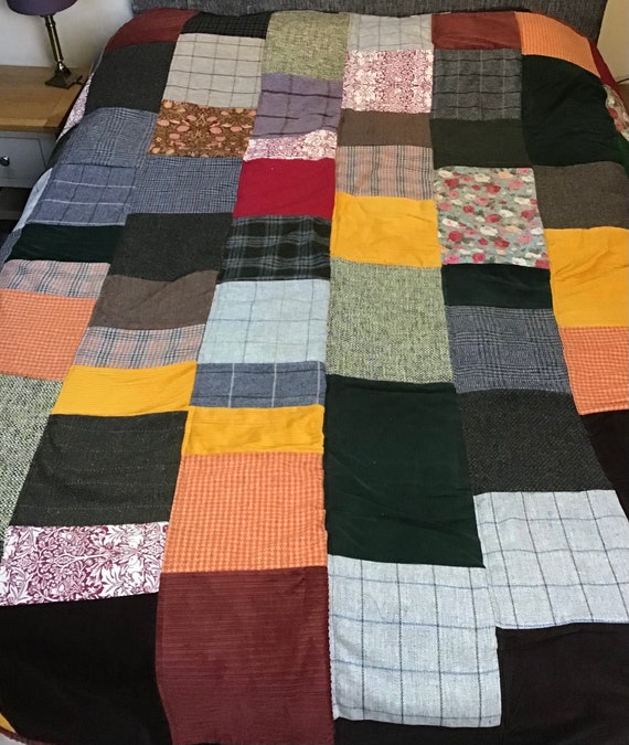 Reduced Tweed wool Quilt 72 X 82 App Etsy