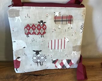 Sheep Fabric  Crossbodybag with Adjustable Strap 10”x 10”app