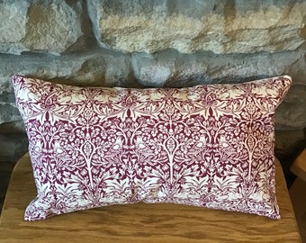 Red William Morris Brer Rabbit  Lumbar Cushion  12”x 18” app