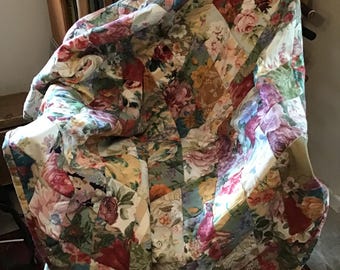 Vintage Fabric Patchwork Quilt 58” x 50”app