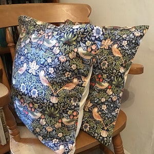 Blue Strawberry Thief Cushion 18” x 18” app inc inner pad