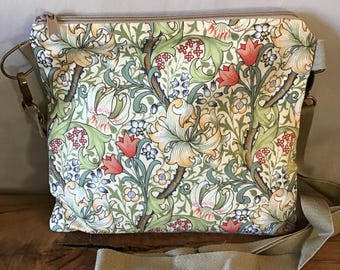 William Morris Golden Lily  Crossbodybag with Adjustable Strap 10”x 10”app