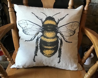 Large Bee cushion with Small bees on reverse 16”x 16” app inc inner pad