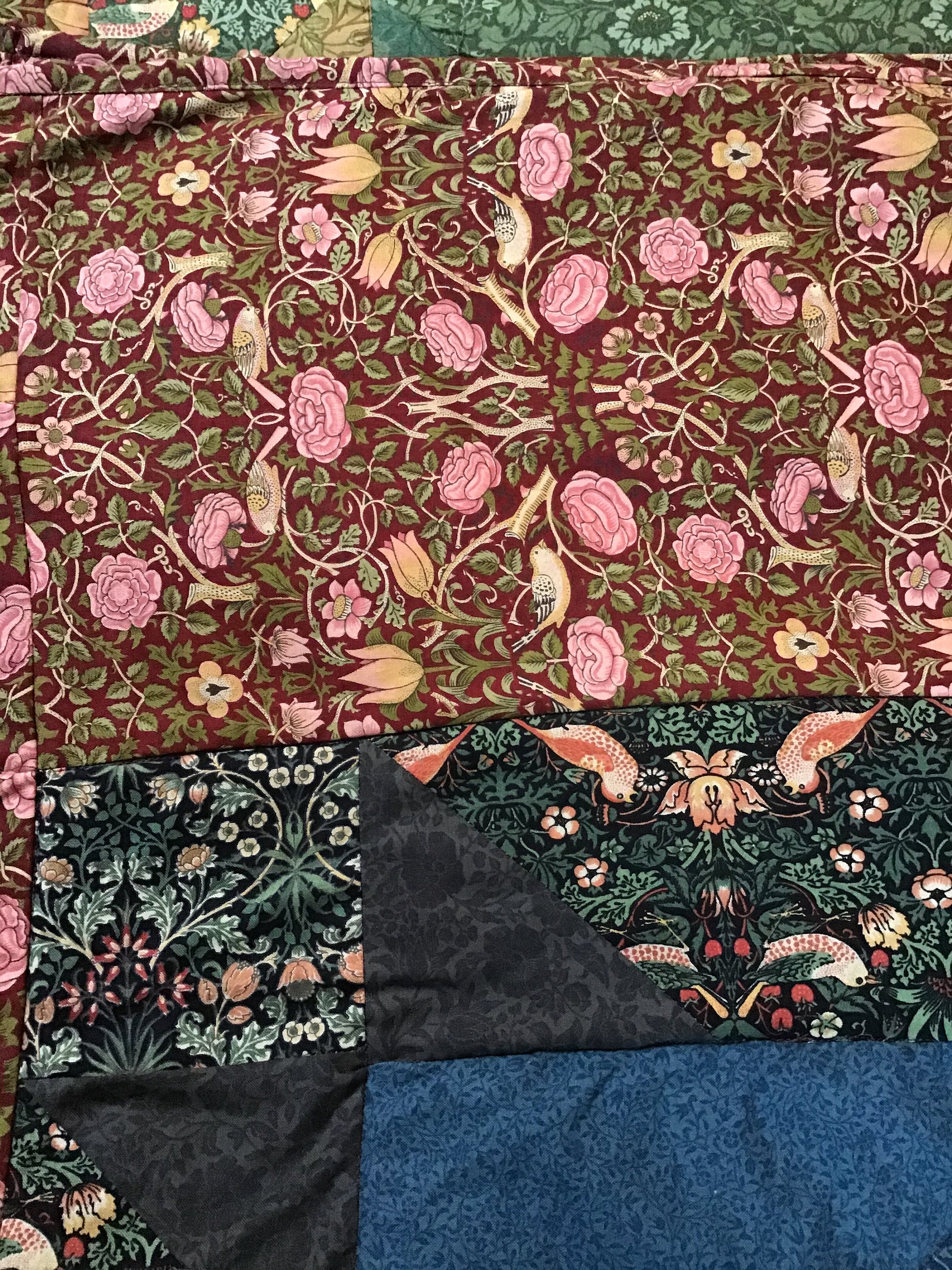 William Morris Fabric Full Size Patchwork Quilt .98 X 88app Etsy UK