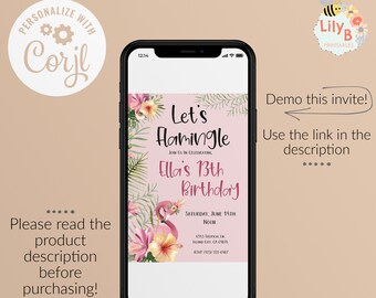 Let’s Flamingle Birthday Invitation | Instant Download, Editable Template with Flamingo Design