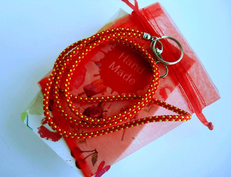 Braided kumihimo ID lanyard Colorful teacher lanyard Key lanyard Teacher gift ideas Gift under 25 Gift for friend Boho style Graduation gift