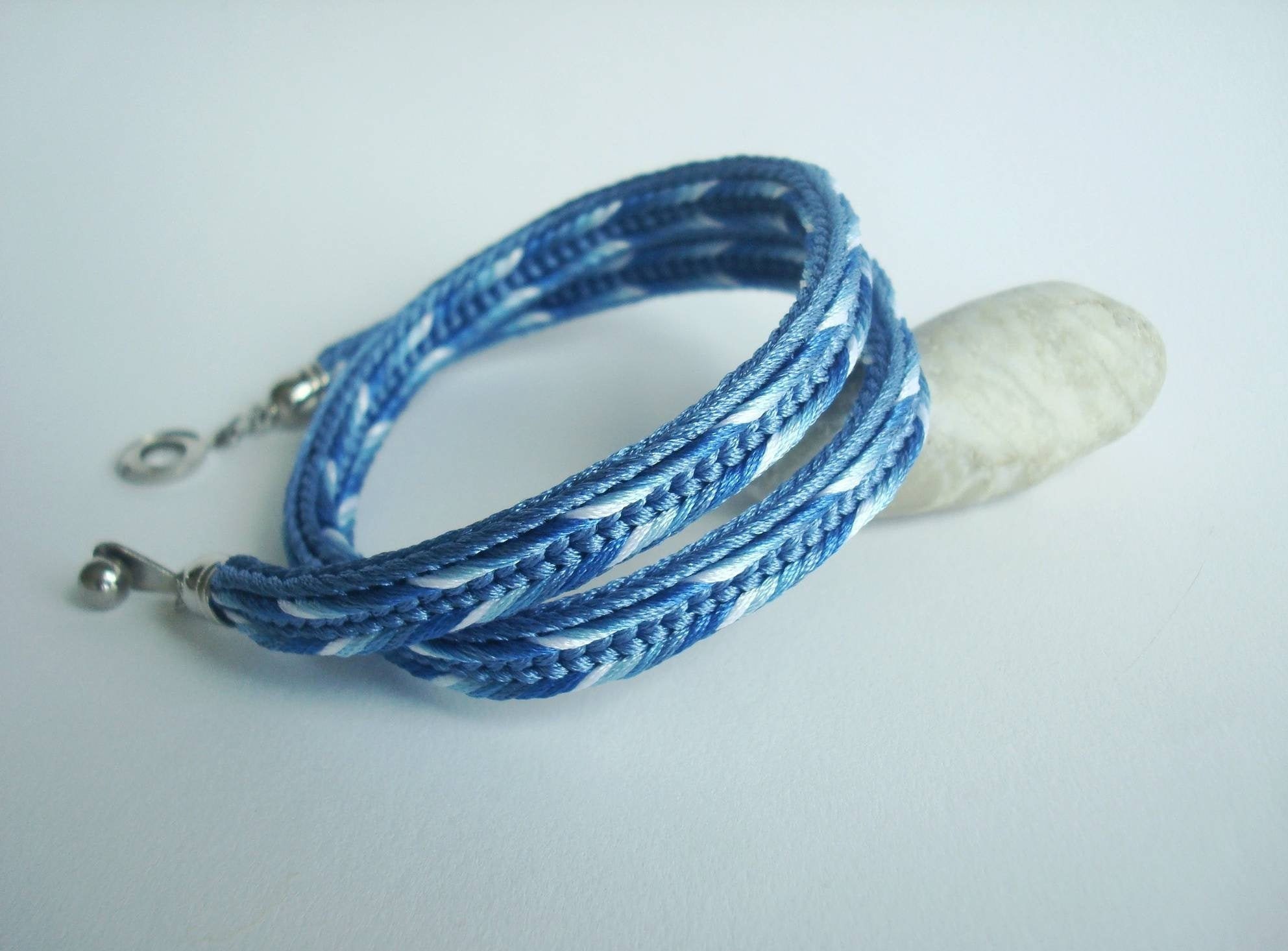 Pretty Blue Braided Bracelet Japanese Bracelet Femme Self Gift Etsy UK