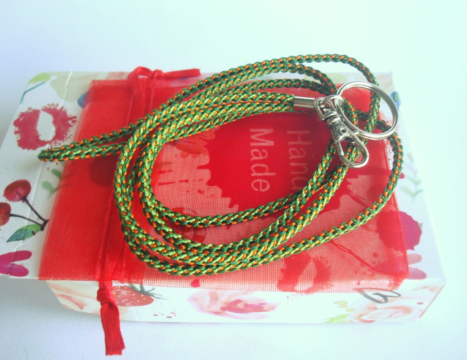 Pretty Thin Braided ID Lanyard Colorful Teacher Lanyard Key Etsy UK