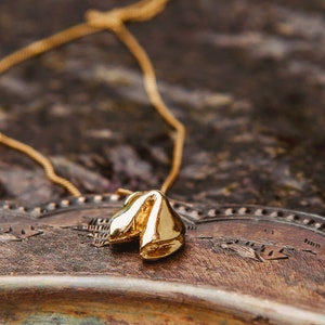 Fortune cookie necklace gold-plated silver