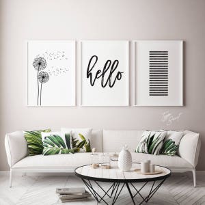 Black and white print dandelion print scandinavian minimalist decor abstract wall art nordic design dandelion wall art black dandelion image 2