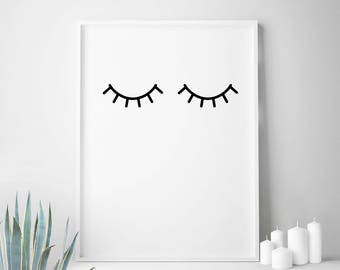 Black white, affiche scandinave, eyes, prints, minimalist, print, eyelash, printable, eyelashes, modernist, Scandinavian, minimalist nursery