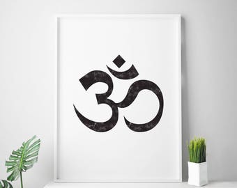 Yoga wall art, yoga poster print, yoga wall prints, ohm, om, om symbol, yoga posters, yoga bedroom decor, breathe print, breathe yoga print