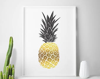 PINEAPPLE, Pineapple Print, Pineapple Art, Pineapple Photo, Pineapple Decal, Affiche Ananas, Gold Pineapple, Ananas, Pineapple Decals