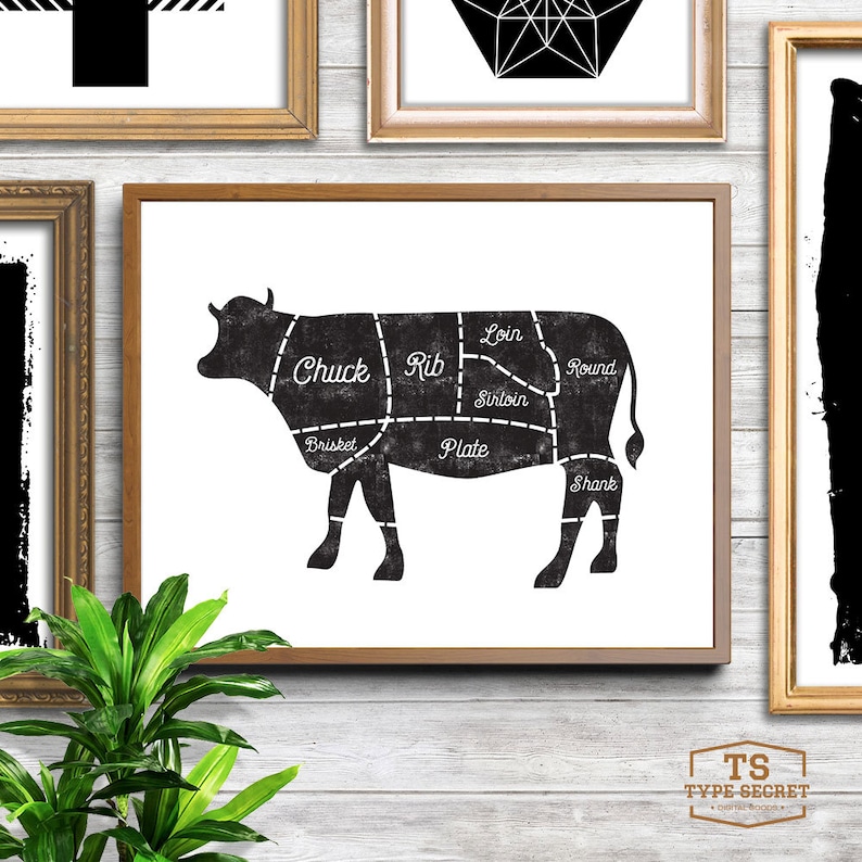 Cow Rustic Kitchen Art Decor Kitchen Printable Kitchen Etsy