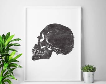 Skull art skull prints skull decor, minimalist poster, modern art, anatomy art, skeleton poster, medical art, 5x7 8x10 24x30 50x70