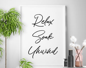 Self-care, Mental health, Relax, Soak, Unwind, wall decor, gallery wall, relaxation, spa decor, spa, spa print, spa art prints, Self care