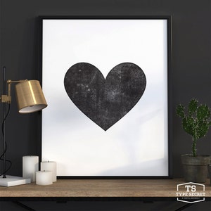 Heart Decor Print, Black and White Home Decor, Modern Nursery Print ...