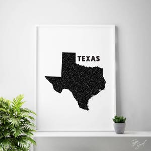 TEXAS home decor, Texas wall decor, Texas wall art, Texas state map, Texas state print, Texas map, Texas printable art, TX, state map art image 1