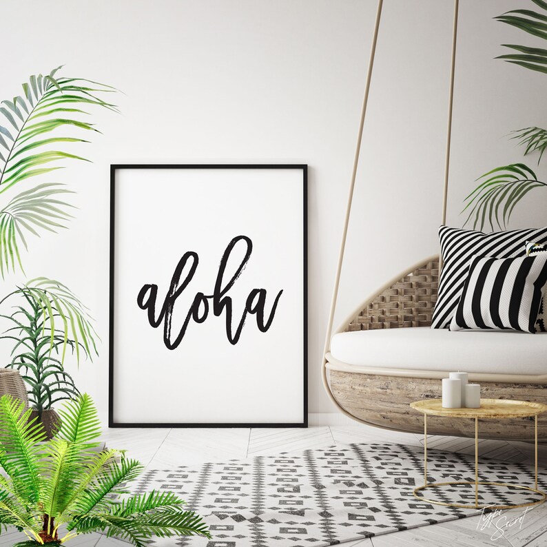Black and White, ALOHA, Welcome Print, Aloha Sign, Hawaiian Printable ...