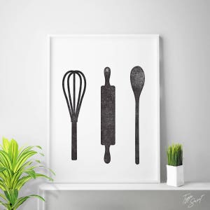 Bakery art decor, bakery print, baking print, bakery sign, bakery art housewares, letterpress style print