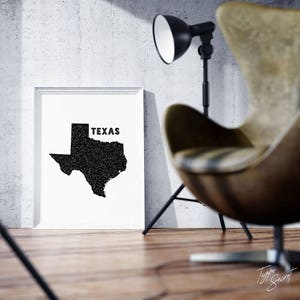 TEXAS home decor, Texas wall decor, Texas wall art, Texas state map, Texas state print, Texas map, Texas printable art, TX, state map art image 5