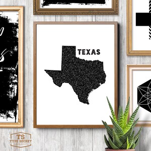 TEXAS home decor, Texas wall decor, Texas wall art, Texas state map, Texas state print, Texas map, Texas printable art, TX, state map art image 8