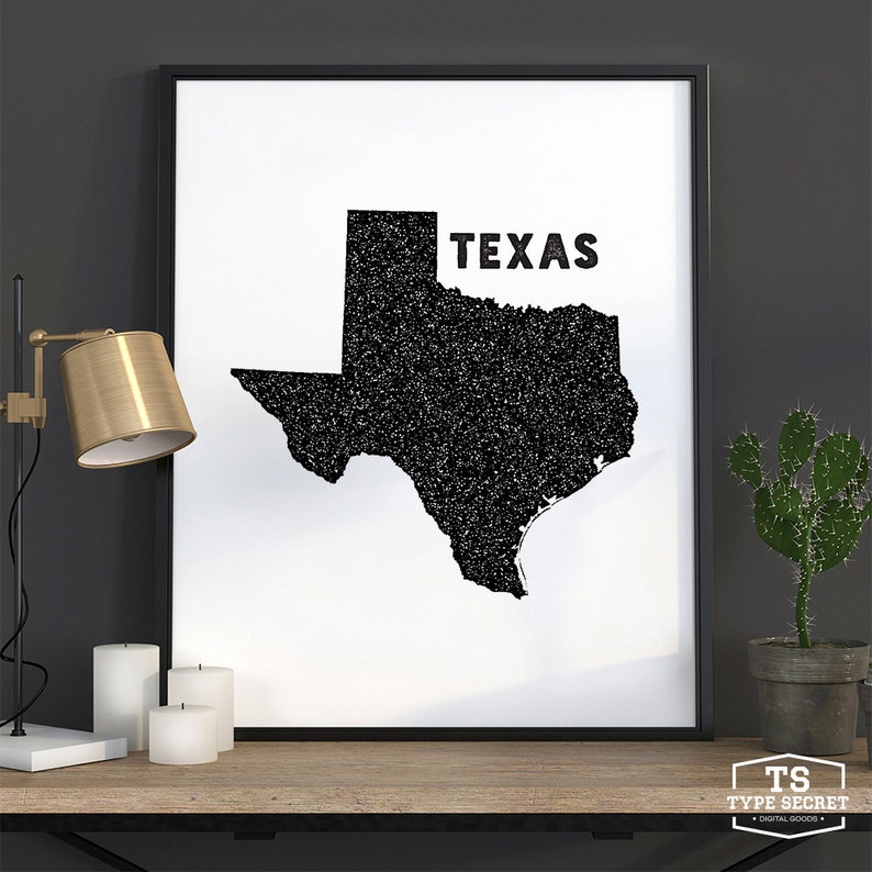 TEXAS home decor, Texas wall decor, Texas wall art, Texas state map, Texas state print, Texas map, Texas printable art, TX, state map art image 7