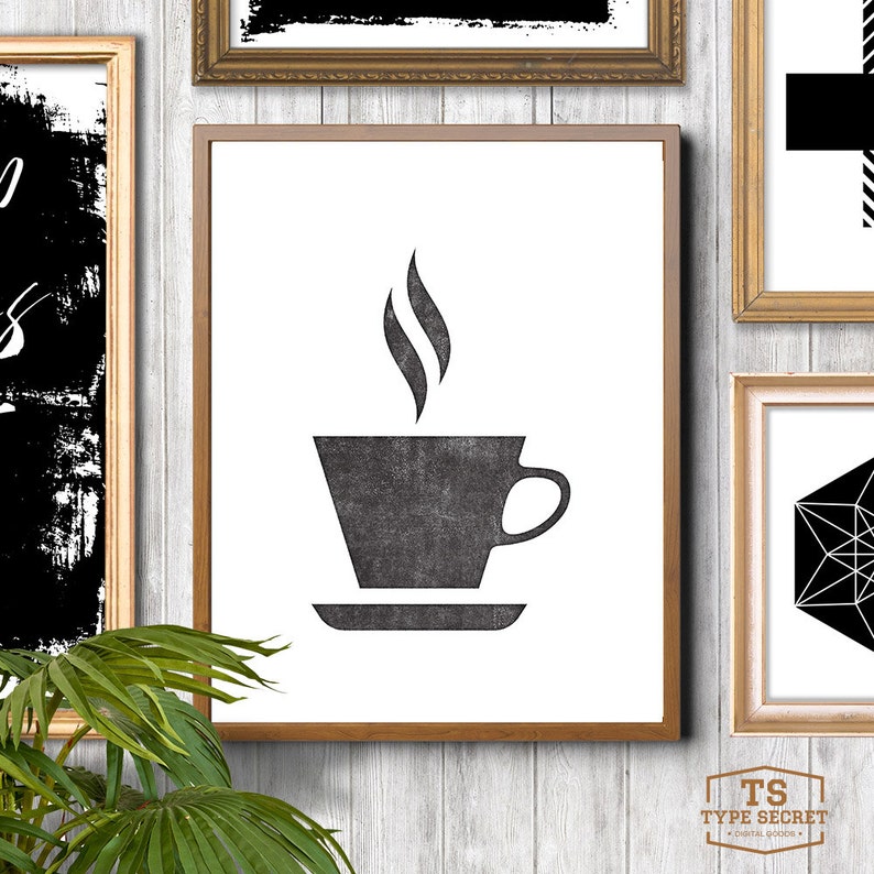 Home art decor, Scandinavian print, hot coffee cup print, kitchen print, Scandinavian print, minimalist print, Scandinavian art housewares image 4