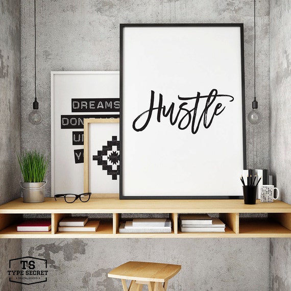 Hustle Print, Office Decor For Women – WORDS & CONFETTI