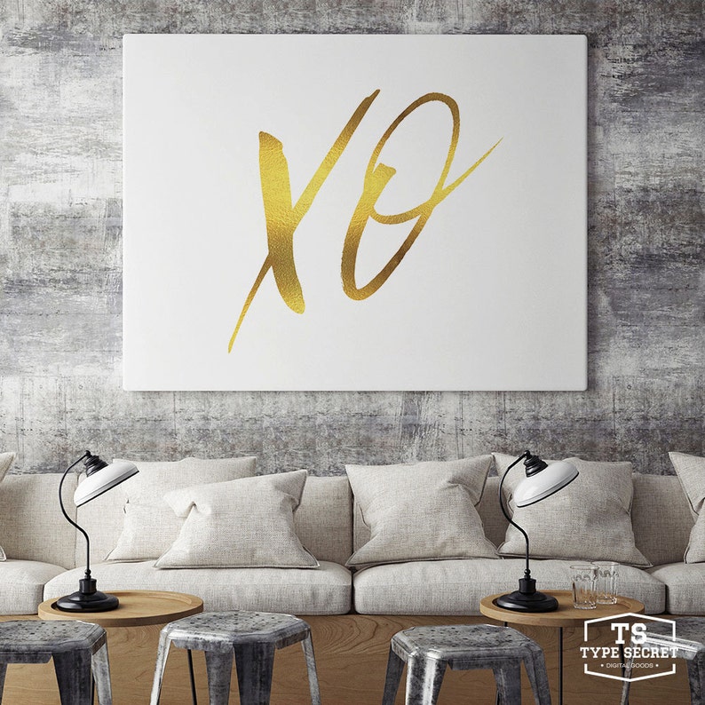 Gold Art XO Quote Print Wall Art Valentine Decor Wedding Etsy
