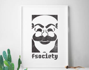 Mr.Roboter, fsociety, Poster, Mr.Robot TV-Serie, Mr.Roboter Drucke,fsociety print,fsociety print,fs Society Mr.Robotershow, hacker, rami malek