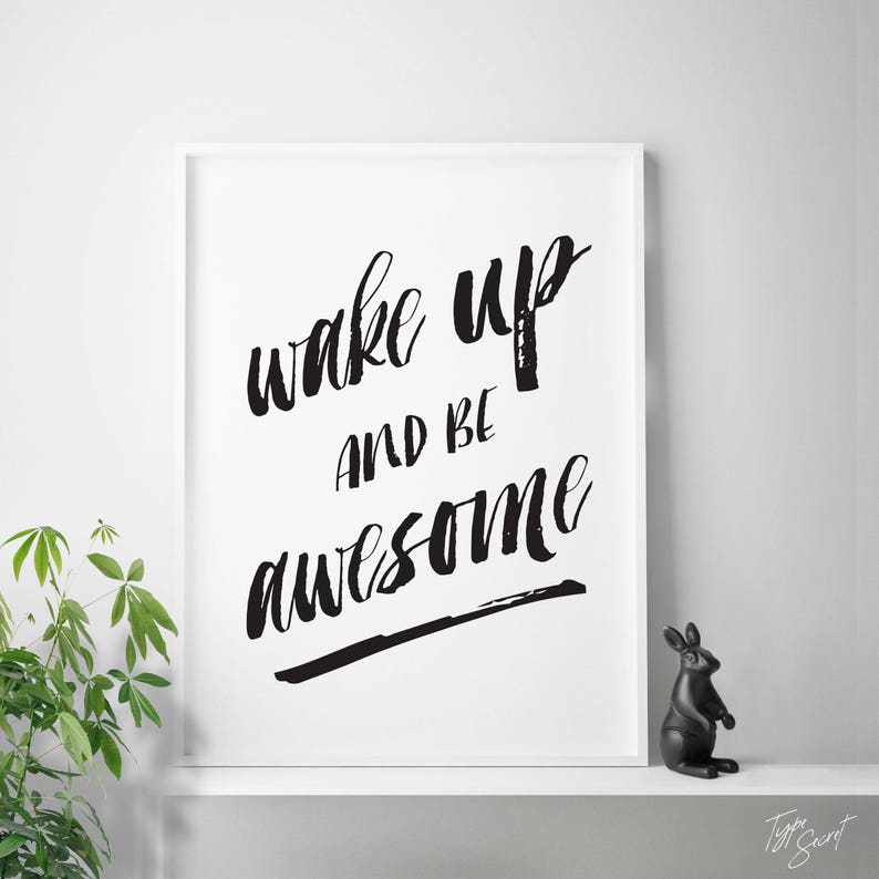 Wake Up And Be Awesome Bedroom Decor Teen Room Wall Art Printable Es Motivational Poster Word Positive Affirmation Prints