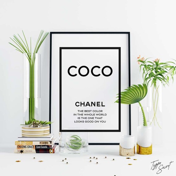 Black and White Coco Chanel Print BW Chanel Printable Art | Etsy