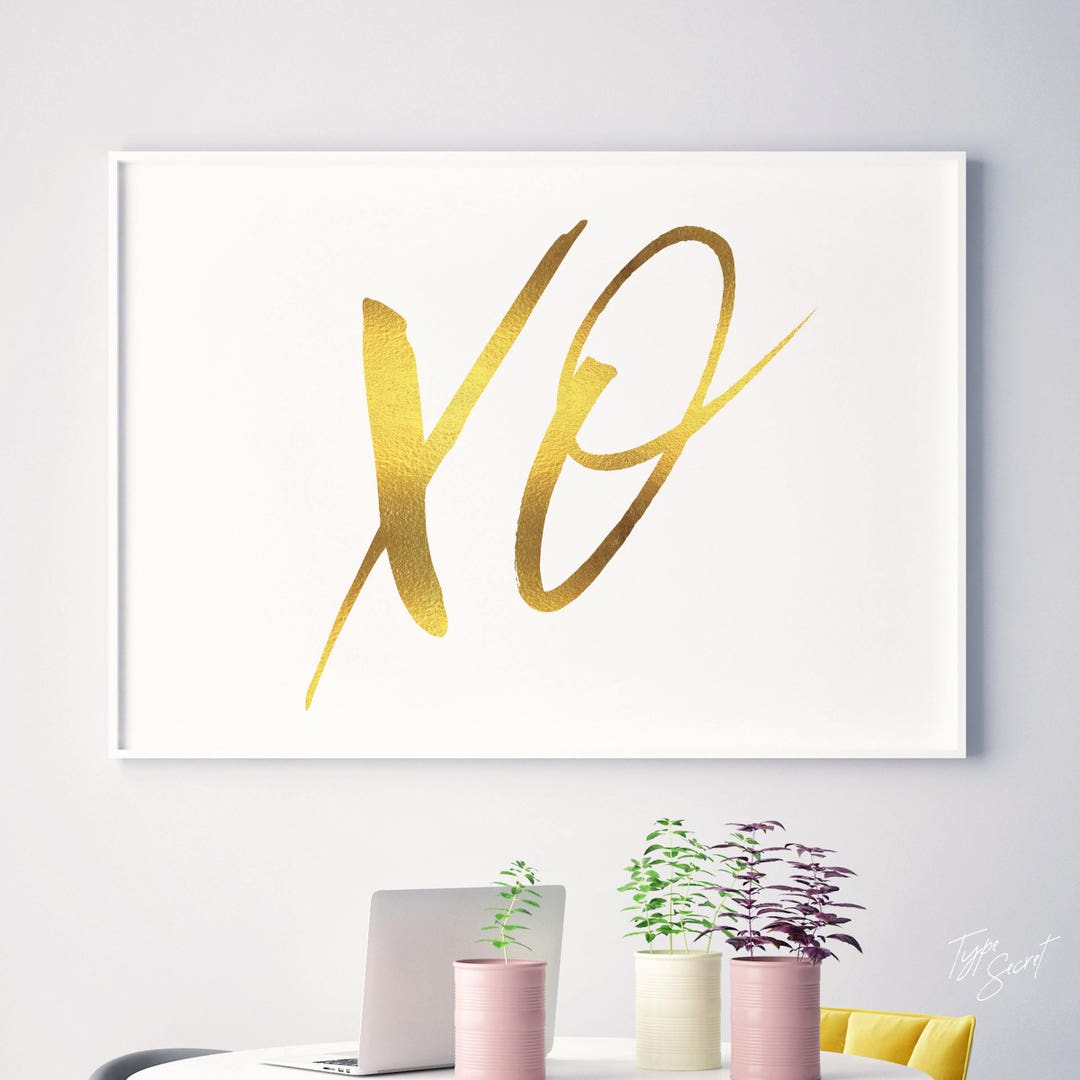 Gold Art XO Quote Print Wall Art Valentine Decor Wedding Reception ...