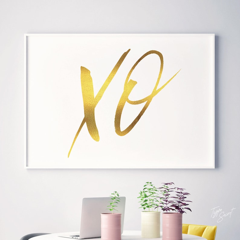 Gold Art XO Quote Print Wall Art Valentine Decor Wedding Etsy