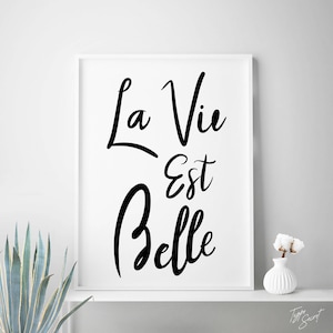 French, La Vie Est Belle, French quote, France, French wall art, Poster, French home decor, French printable, Life is beautiful