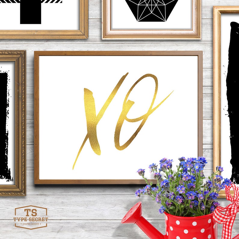Gold Art XO Quote Print Wall Art Valentine Decor Wedding Etsy