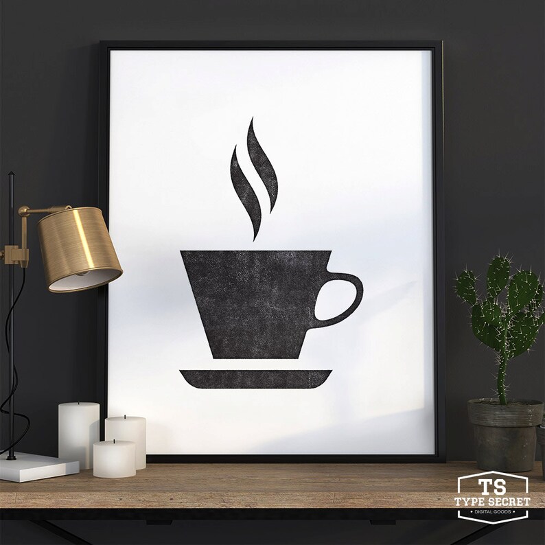 Home art decor, Scandinavian print, hot coffee cup print, kitchen print, Scandinavian print, minimalist print, Scandinavian art housewares image 6