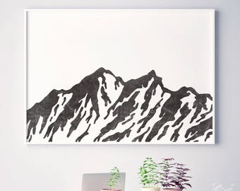 Affiche scandinave, chaîne de montagnes, estampes de montagne, chaînes de montagnes, montagnes, paysage, imprimé montagnes, imprimé montagne rocheuse, montagne