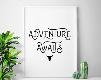 ABENTEUER ERWARTET Sprüche Abenteuer Poster Adventure Poster Adventure Wand Kunst Adventure Gallery Wand Idee