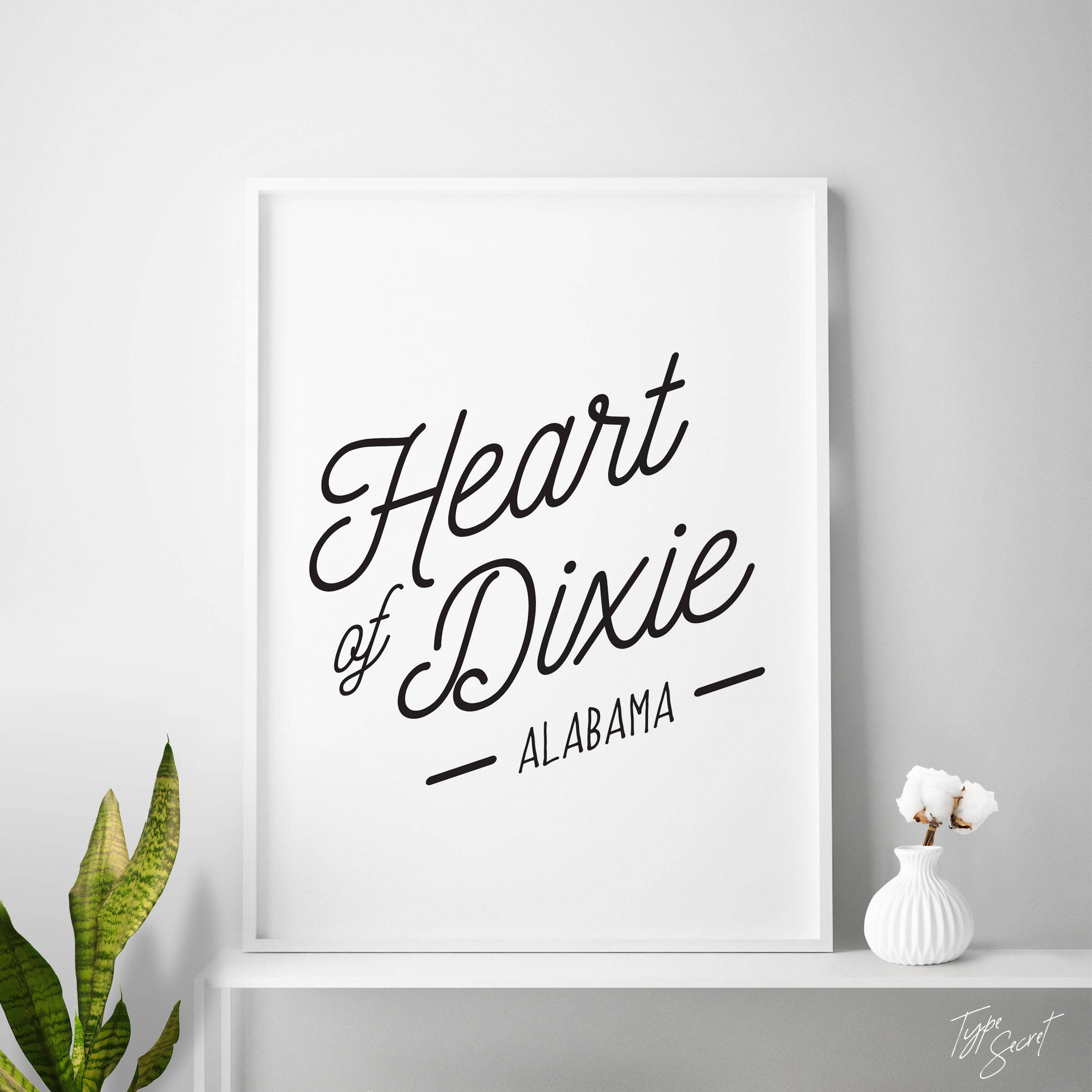 ALABAMA print Heart of Dixie Alabama Nickname State Nick Etsy